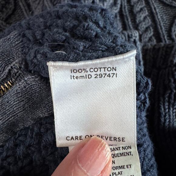 LL BEAN SIGNATURE Sweater Small Cable Knit Fisherman Tunic Oversized Side Zipper - Picture 12 of 14